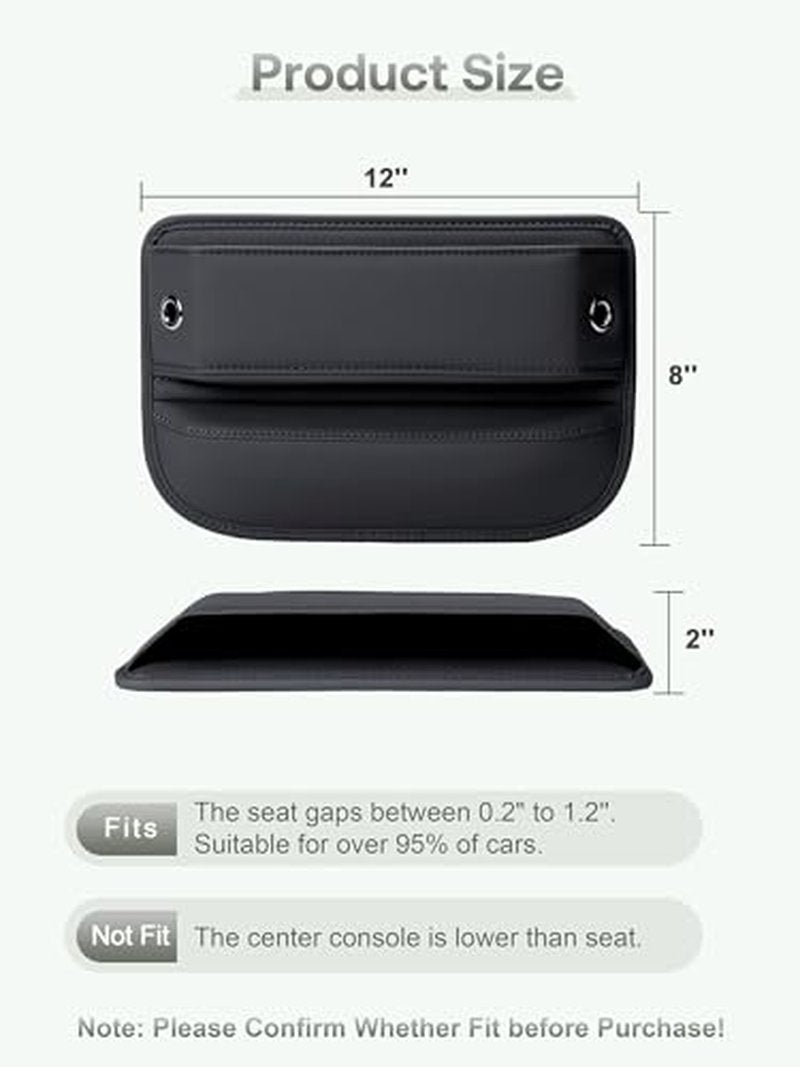 Premium Leather Car Seat Gap Filler Organizer