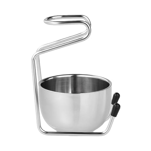 2 in 1 Shave Cup with Stand Holder Set Stainless Steel Shaving Bowl with Shaving Stand Brush Holder Set Razor Brush Bowl Grooming Tool for Men Beard Care and Cleaning