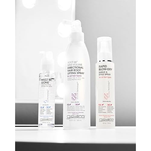 GIOVANNI Eco Chic Root 66 Max Volume Spray, 8.5 oz. - For Fine Lifeless Hair, Pro-Vitamin B5, Horsetail Extract, Sea Salt, Kiwi, Lauryl & Laureth Sulfate Free, No Parabens, Color Safe