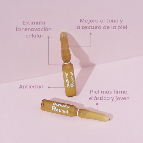 Babaria - Retinol Ampollas Antiedad Procollagen, Piel Renovada, Firme y El?stica, con Vitamin A Premium, Apto para Todo Tipo de Pieles, Incluso Sensibles - 5 Uds de 2 ml