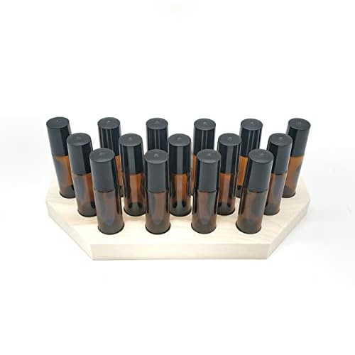Roller Ball Bottle Display for 10 ml Bottles - Handmade - For Essential Oils and More - 9, 12, 15 or 18 Hole (15 Hole, Natural)
