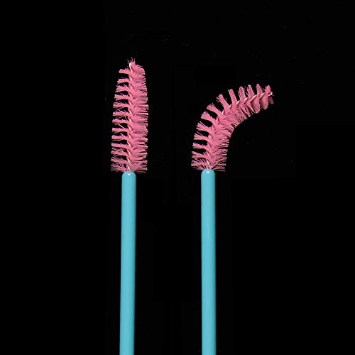 300 Pack Disposable Eyelash Mascara Wands with Blue/Pink Handles - Makeup Brush Kit for Lash Extensions & Brows