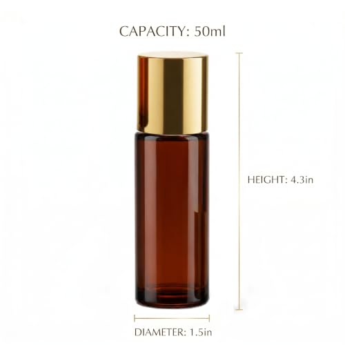 WAYDA 50ml Essential Oil Roller Bottle - Amber Glass, 2-Pack