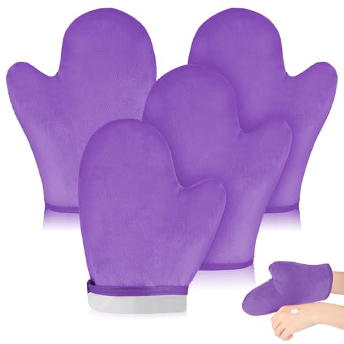 SATINIOR Reusable Self Tanning Mitt Applicator 4 Pack - Velvet Tanning Gloves