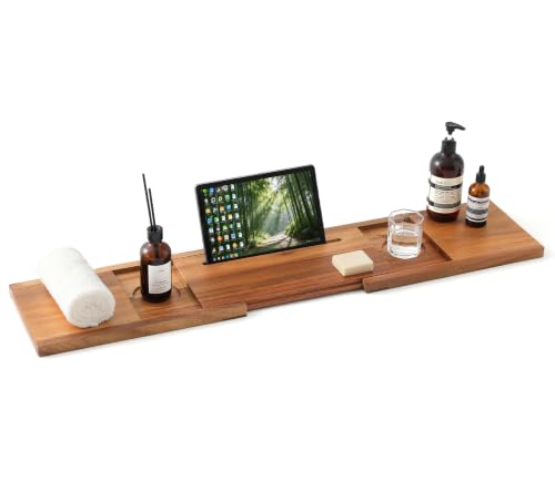 Acacia Wood Bathtub Caddy Tray 32-42 Inches
