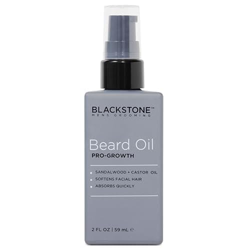 Blackstone Men's Grooming Beard Oil Pro-Growth for Men ?Beard Oil with Sandalwood & Castor Oil | Beard Softener, Absorbs Quickly | Beard Care Conditioner for Men (2 Oz)