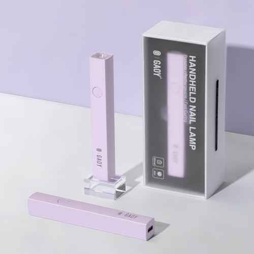 GAOY Handheld UV Light for Gel Nails, Mini Nail Lamp, Portable Cordless Rechargeable, Fast Curing, Pale Purple