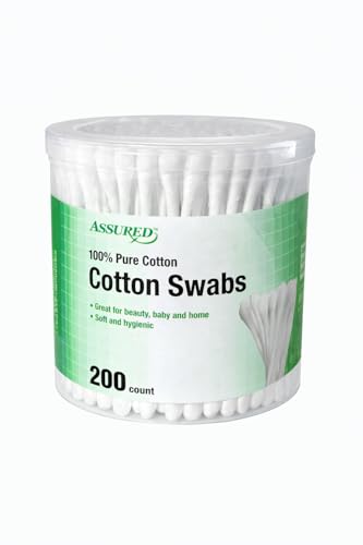 100% Pure Cotton Swabs - 200 Count Soft Double-Tipped Cotton Buds