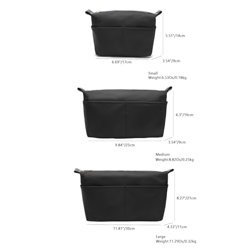 Insert Storage Bag Set Three Size Purse Organizer Cosmetic Bags with Compartments Makeup Travel Bags for Women Nylon (Small-nylon)