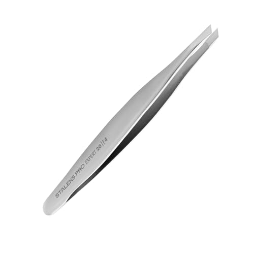 STALEKS PRO Expert 20 Type 4 Professional Eyebrow Tweezers ? Narrow Beveled Stainless Steel for Fine Brows & Soft Stroke Hair Removal