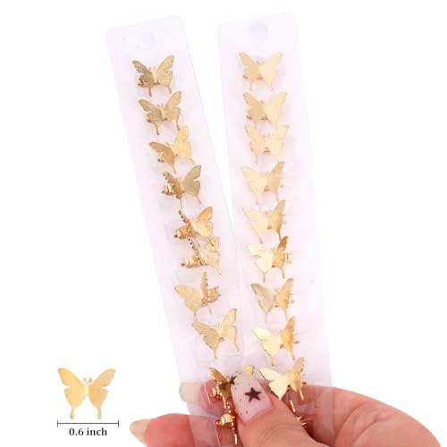 Gold Butterfly Hair Clips for Women & Girls - 20 Pcs Mini Metal Braid Accessories