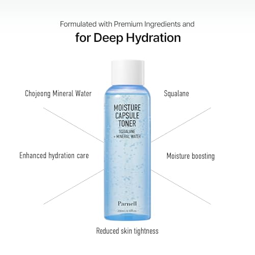 Parnell Squalane Mineral Water Capsule Toner, Deep Hydrating & Nourishing K-Beauty Face Essence for Dry, Sensitive Skin (6.76 fl. oz / 200ml)