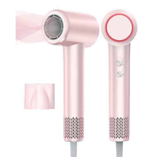Hair Dryer,110,000 RPM Professional Blow Dryer - Brushless Motor with Negative Ionic Technology for Faster Drying,Magnetic Nozzle,Compact Design for Women Home&Travel Use,Pink