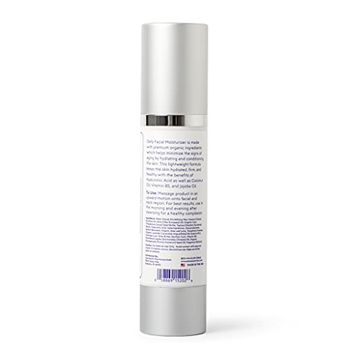 Elon Daily Facial Moisturizer for Women - Hyaluronic Acid Moisturizer w/Coconut Oil & Jojoba Oil ? Reduce Signs of Fine Lines & Wrinkles - Suitable for All Skin Types (1.7 Oz)