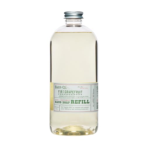 BARR-CO. Hand Soap Refill ? Natural Liquid Soap with Moisturizing Botanicals, Vegan & Plant-Based, Refreshing Citrus & Balsam Scent, for Kitchen & Bathroom, Fir & Grapefruit 32fl oz