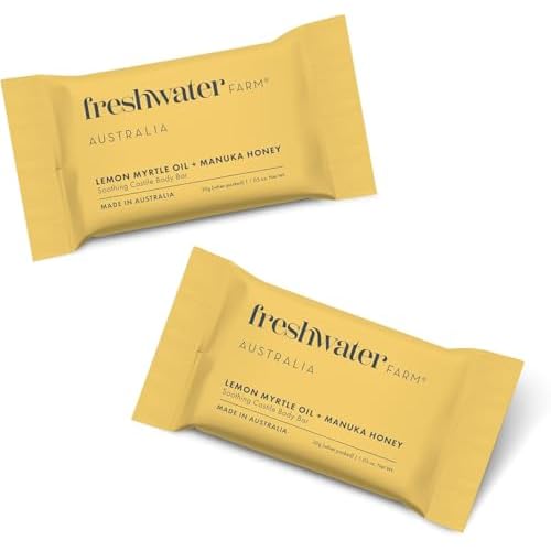 Freshwater Farm Australia Guest Soap Bars|Lemon Myrtle Oil & Manuka Honey Guest Soaps/Mini Soaps | Triple-Milled| 30g x 32 pack for Hotels & Airbnb