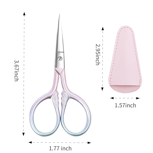 Professional Stainless Steel Eyebrow Scissors for Men Women, 2 Pack with Cases