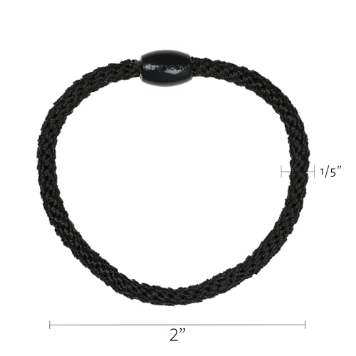 L. Erickson Black Hair Ties for Thin Hair, Narrow Grab & Go Ponytail Holders, 12 Pack, Thin No-Crease Bands with Strong Hold, Damage-Free Design, Sleek Everyday Style
