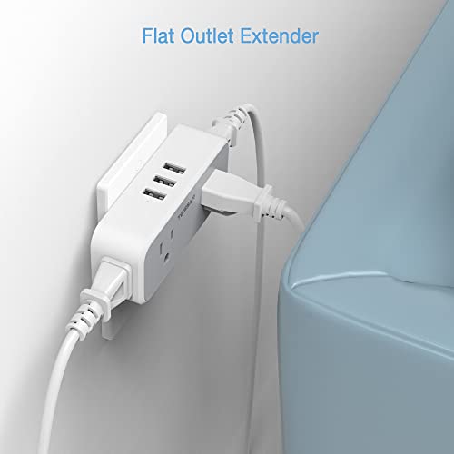 Surge Protector Outlet Extender, TESSAN Multi Plug Outlet Splitter with 4 Electrical Outlets 3 USB Blocks(2 USB C), Flat Multiple Wall Plug Expander for Bathroom Home Office Dorm Room Essentials