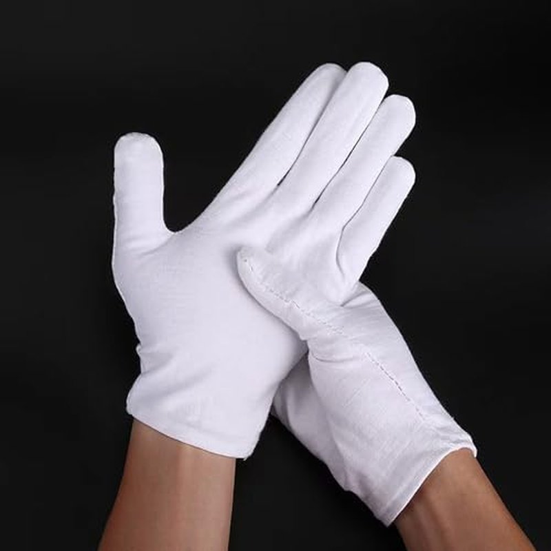 12 Pairs White Cotton Gloves for Eczema, Dry Hands & Spa