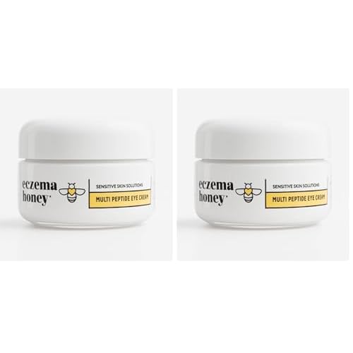 ECZEMA HONEY Multi Peptide Eye Cream - Anti Aging Eye Cream for Dark Circles & Puffiness - Facial Skin Care Products for Eczema, Dry & Sensitive Skin (0.5 Oz) (Pack of 2)