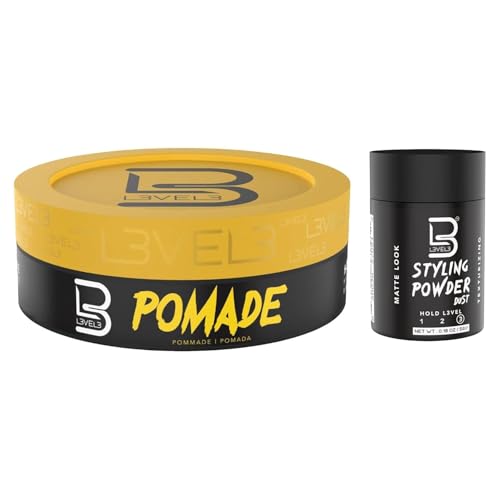 L3 Level 3 Pomade for Men - Long-Lasting Hold with Keratin