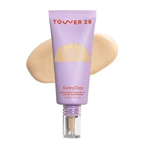 Tower 28 Beauty SunnyDays SPF 30 Tinted Mineral Sunscreen - For Sensitive Skin - 2-in-1 Facial Broad Spectrum UVA/UVB Protection + Foundation - Shade 15 MELROSE - Light with Warm Undertones, 1 Fl Oz
