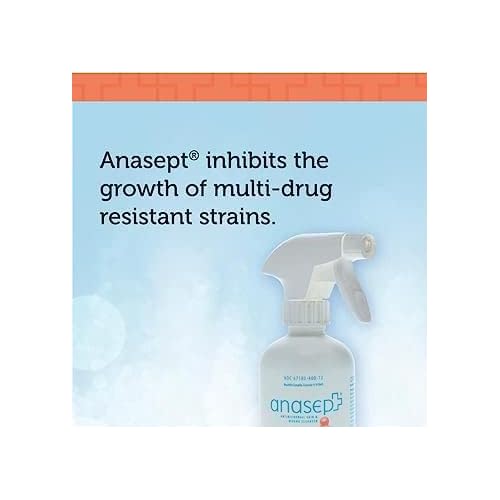 Anasept Skin and Wound Spray 8 oz Bottle with Finger Sprayer (Pack of 2) Wound Spray, Sterile Rinse, Comprehensive Wound Care for Effective Cleansing, Healing and Burn Relief with GeoMetal¢â Gauze Pad