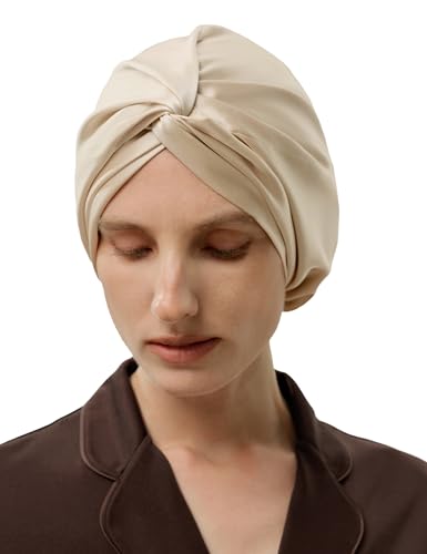 LilySilk Mulberry Silk Sleep Bonnet with Knot Bow