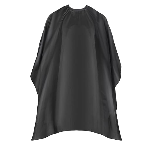 Omvoina Professional Hair Cutting Cape with Adjustable Snap Closure, Salon Barber Cape,Waterproof Hairdressing Salon Cape - 57" x 51"(Black)