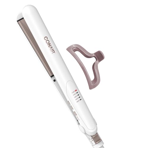 Conair 1" Double Ceramic Flat Iron Hair Straightener with Claw Clip