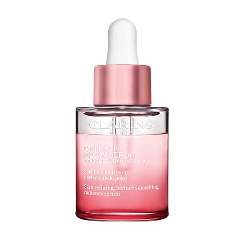 Clarins Multi-Active Brightening Glow Serum with Vitamin C + AHA | Visibly Brightens, Evens Tone, Smooths Texture + Refines Pores* | All Skin Types | 1 Fluid Ounce