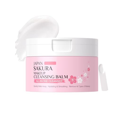 Sakura Makeup Cleansing Balm, Hydrating & Smoothing All-In-One Cleanser Quickly Melts Away, Gently Cleanse Dirt, Impurities And Makeup Face Cleanser & Makeup Remover for Women Girls, 3.53oz.