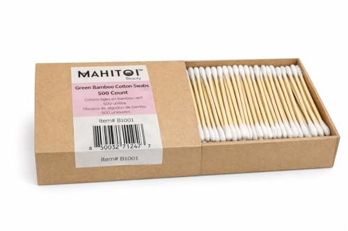 MAHITOI Eco Bamboo Cotton Swabs - 500 Biodegradable Double Tipped