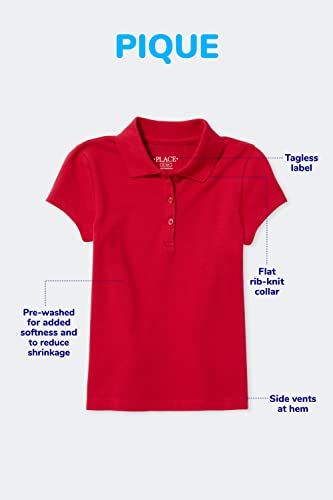 The Children's Place Girls' 5 Pack Short Sleeve Ruffle Pique Polo, Tidal, X-Large(Plus)