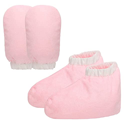 Paraffin Wax Mitts and Booties, Segbeauty Wax Bath Liners, Snug Elastic Opening Insulated Terry Cloth Mittens for Hand and Foot, Gloves and Booties for Paraffin Warmers SPA Heated thera-py
