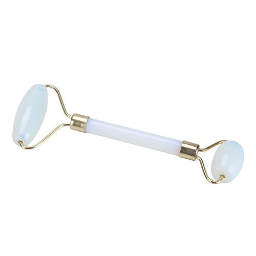 1Pcs Natural Jade Double-head Beauty Roller Anti-Aging Face Roller Eye Neck Massager Slimming Tool Tool(Light Blue)