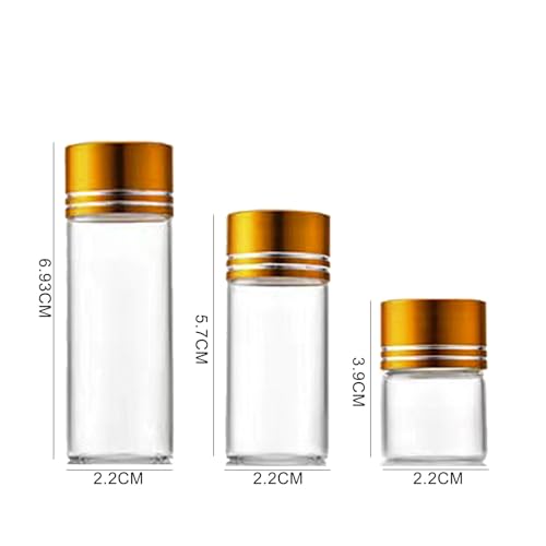 30 Pack Clear Empty Glass Jars with Screw Aluminum Caps, 5/10/15ml Mini Glass Sample Jar Oil Vials,for Essential Oil Powders Storing,Wedding Favors Decoration, Message Bottle (10ml)