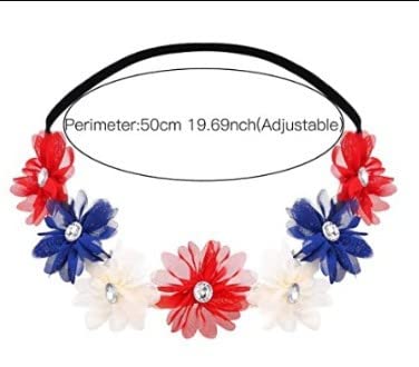 Flower Floral Wreath Headband Flower Crown Garland Halo Hair Band Accessories JW06 (Blue White Red)