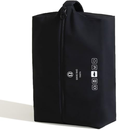 Waterproof Travel Shoe Bag - Double-Layer Design, Black