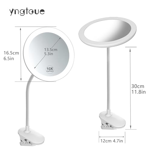 6.5" LED Makeup Mirror 5X Magnifying with Gooseneck Clip