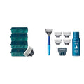 Harry's Razors for Men Bundle - 14 Count Razor Blades Refills, 5 Razor Blades, Shave Gel, Travel Cover (Ocean Blue)