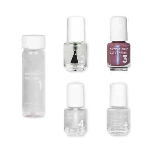 Dazzle Dry Mini Kit 4 Step System - School Spirit - A mauve with a blue shimmer. Full coverage shimmer. (5 Piece Kit / 5 Manicures)