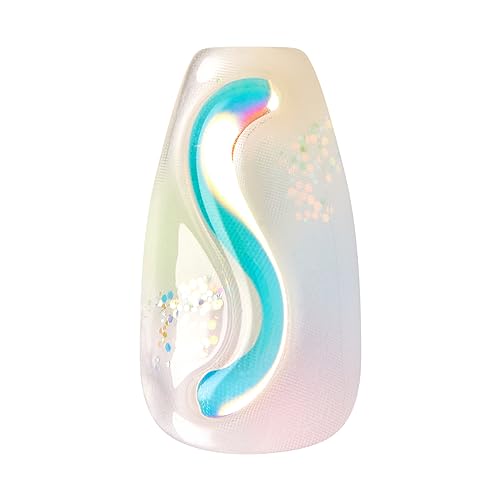 KISS Gel Fantasy Allure Ready-To-Wear Fake Nails ? Medium, Coffin Shaped - Band of Color, Salon Quality, Smudge Proof, Waterproof, Durable, Wearable, Flexible, Chip Proof, Gorgeous & Shiny | 28 Count