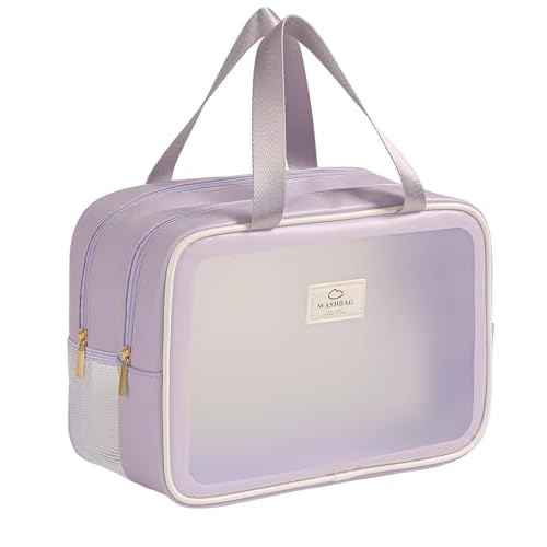 Large Travel Toiletry Bag with Dry Wet Separation? Waterproof Wash Bag for Women, Clear & Matte shower bag for Gym, Overnight, Swimming, and Business Trips