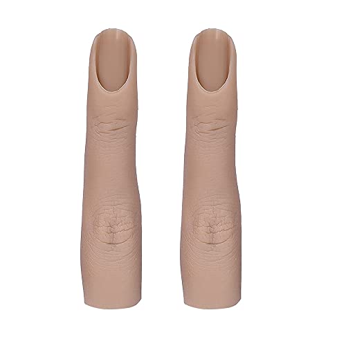 PPVWEY 2Pcs Silicone Practice Finger for Acrylic Nails Flexible Nail Training Fingers Mannequin Life Size Training Fingers for DIY Nail Art (2#-2pcs)