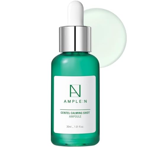 AMPLE:N Centel Calming Shot Ampoule - Korean Soothing Face Serum with Centella Asiatica to Calm Irritated & Sensitive Skin - Redness Relief, Acne Spot Treatment & Moisturizing, 1.01 fl.oz.