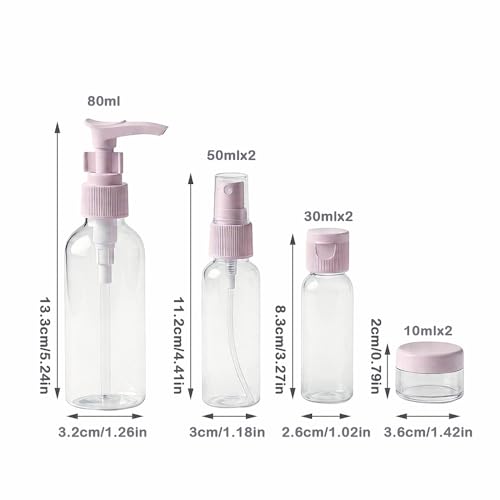 TSA Approved Travel Bottles Set, 7-Pack Toiletries Containers with Leak-Proof Design