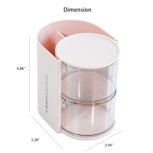 FABROK 2-Layer Rotatable Clear Hair Accessories Organizer - Pink