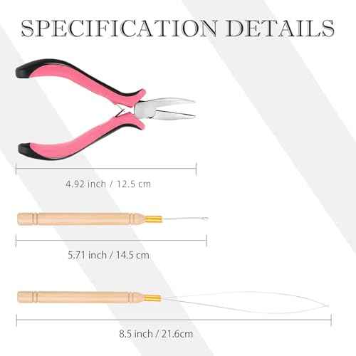 Microlinks Hair Extensions Kit,Beads Hair Extensions Threader Pulling Hook Pliers,Micro Link Tools Hair Feathers Extensions Kit for Hair Style